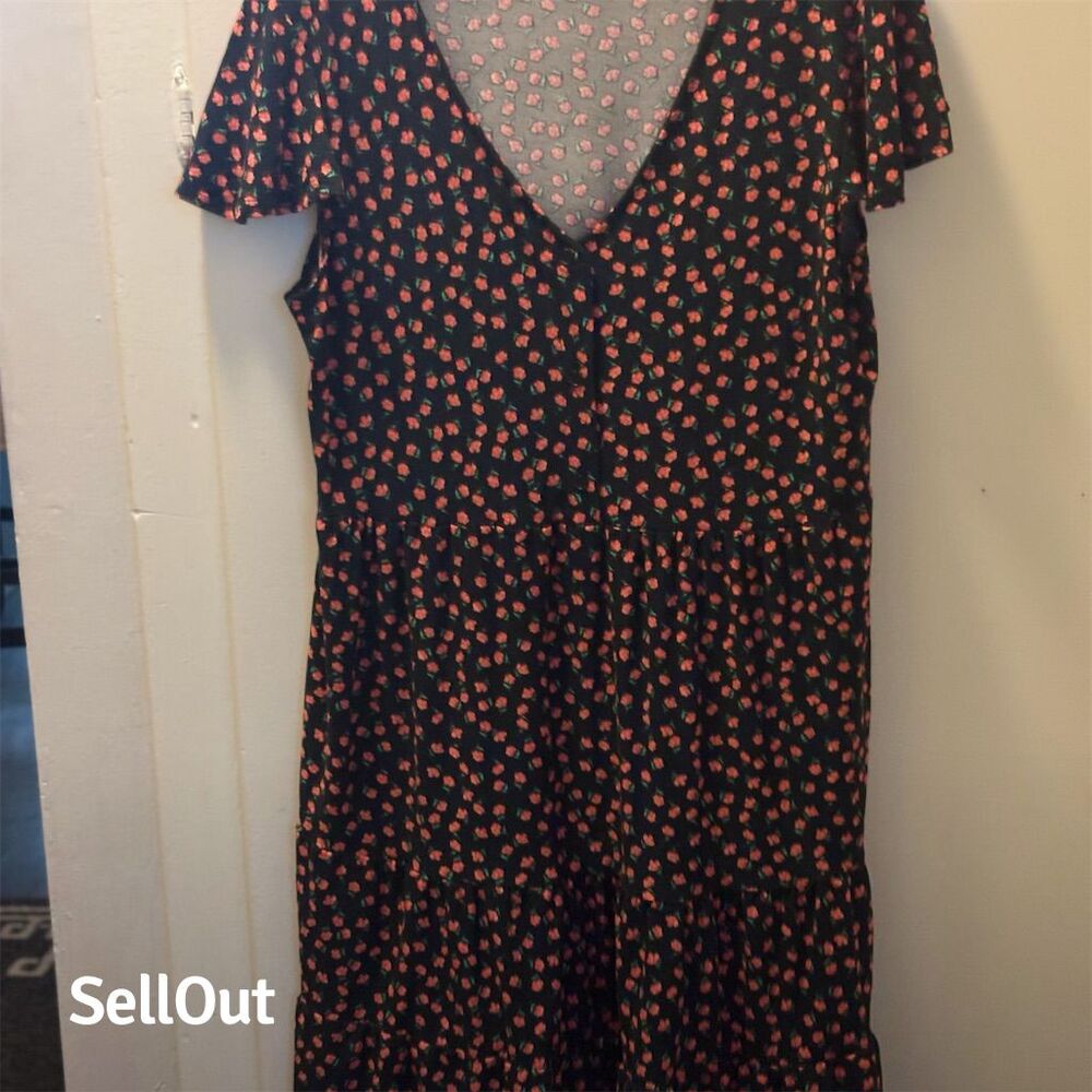 Derek Heart Women's 2XL Floral Tiered Midi Dress Multicolor Casual